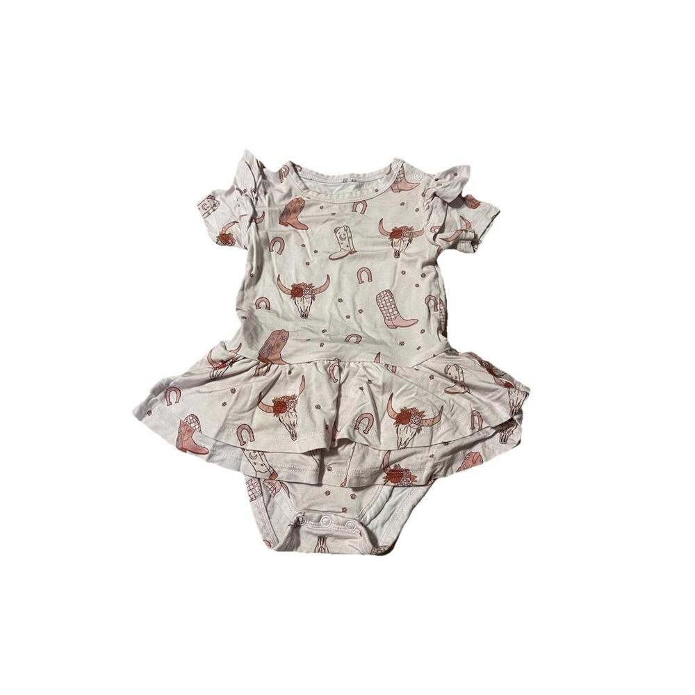 Sweet P Baby Co Size 12-18 Bamboo Romper Texan Longhorn Boot Cowboy H86‎